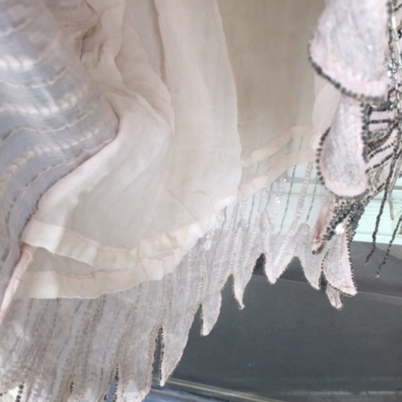 Vtg Howard Hearstfield Luxury Light Pink Silver Hand Beaded Sequin Silk Dress M - Picture 13 of 17